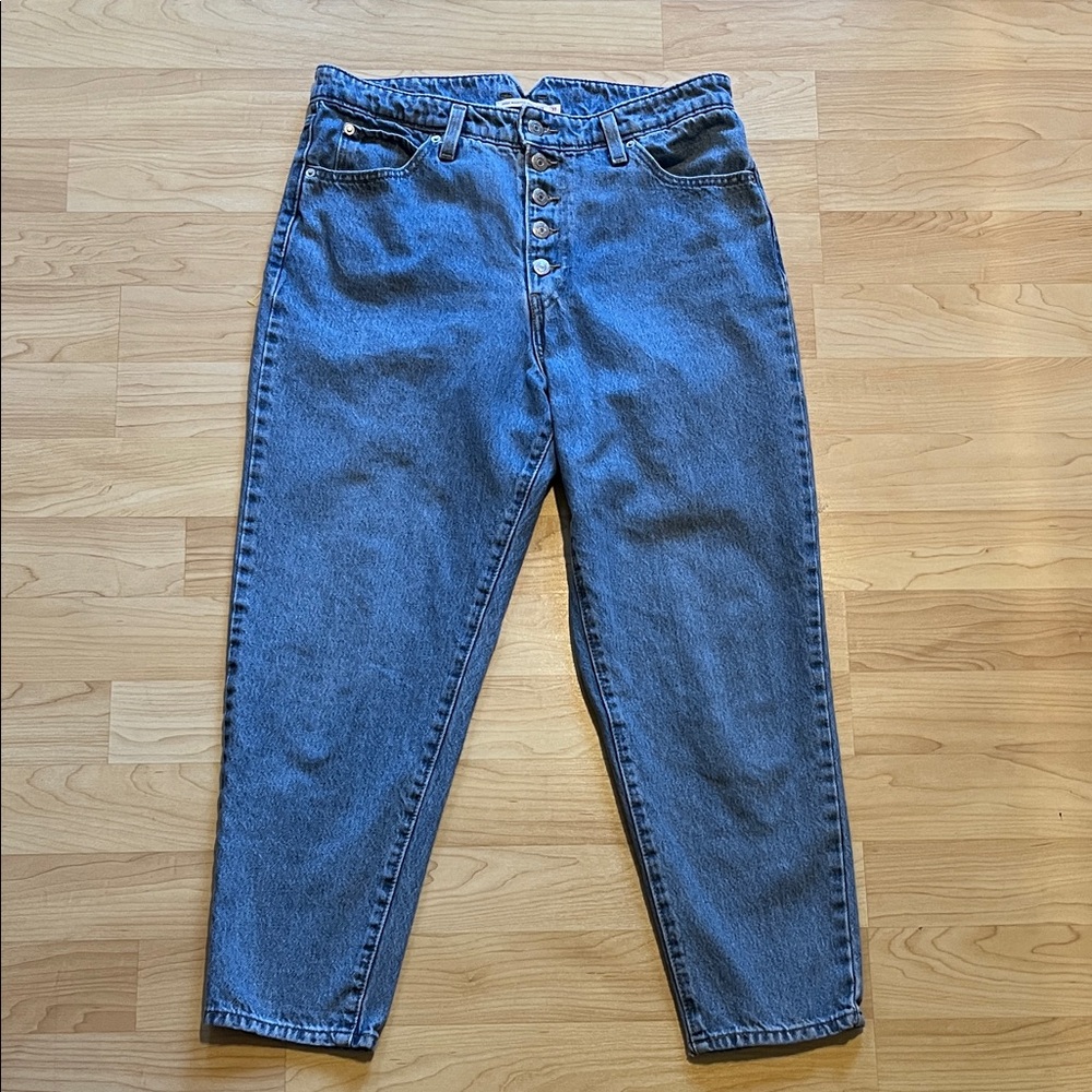 Levi's High Waisted Mom Jeans Notch Blue Button-Fly Jeans